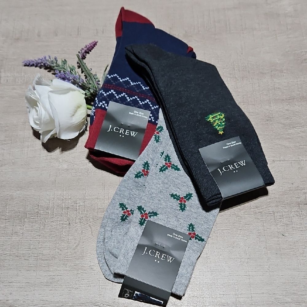 J. Crew 🎁 Men's Holiday Socks - Gray, Navy, Red
